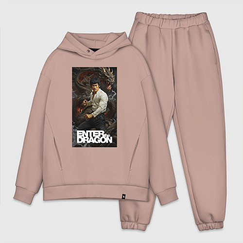 Мужской костюм оверсайз Брюс Ли - выход дракона / Пыльно-розовый – фото 1