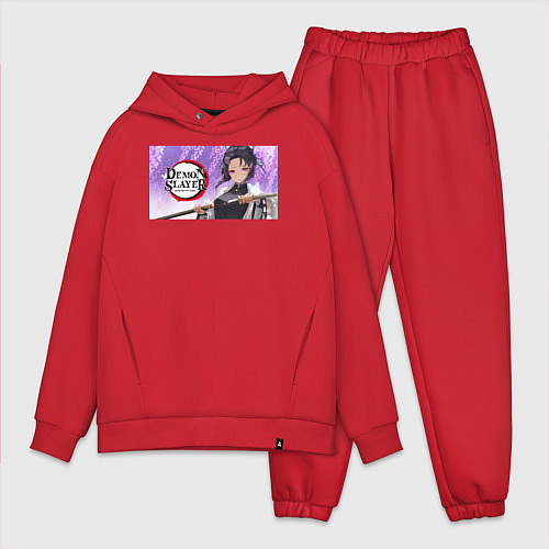 Мужской костюм оверсайз Demon slayer black go / Красный – фото 1