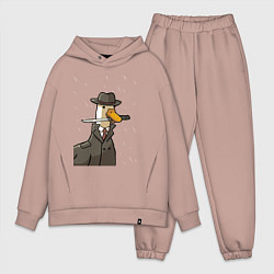 Мужской костюм оверсайз Гусь агент с ножом, цвет: пыльно-розовый