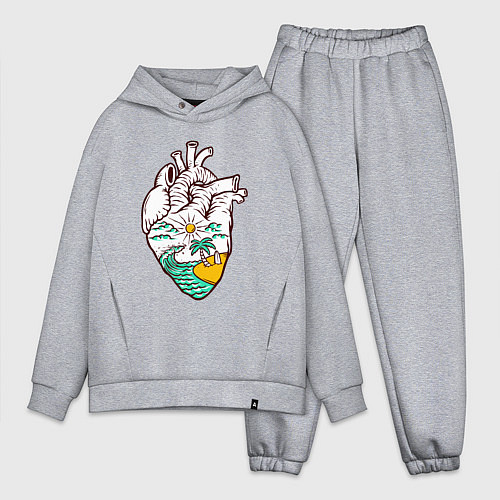 Мужской костюм оверсайз Остров сердца / Меланж – фото 1