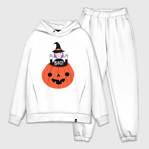 Мужской костюм оверсайз Ведьма в тыкве / Белый – фото 1