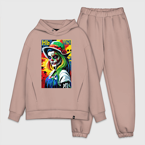 Мужской костюм оверсайз Girl witch - pop art / Пыльно-розовый – фото 1