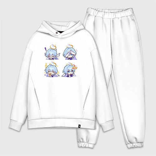 Мужской костюм оверсайз Зарянка стикеры / Белый – фото 1