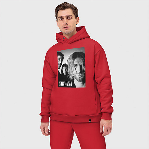 Мужской костюм оверсайз Nirvana rock band black / Красный – фото 3
