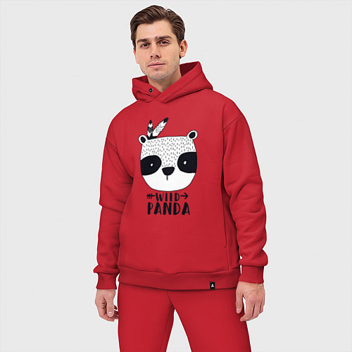 Мужской костюм оверсайз Wild panda / Красный – фото 3
