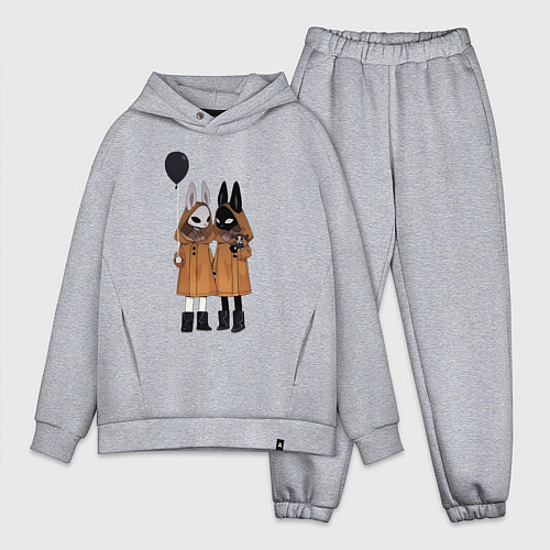 Мужской костюм оверсайз Кролики мистика / Меланж – фото 1