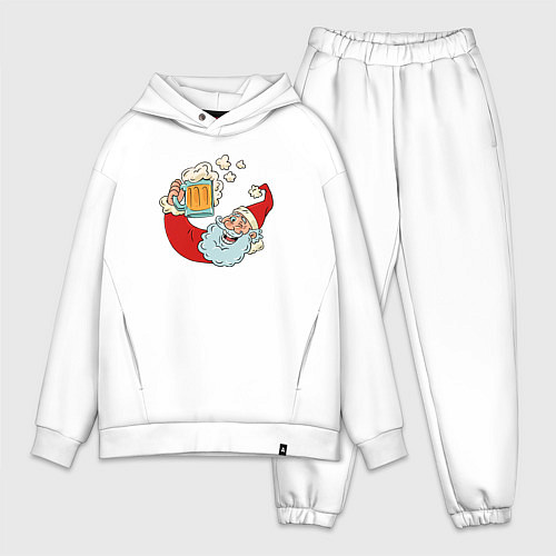 Мужской костюм оверсайз Санта с пивасиком / Белый – фото 1