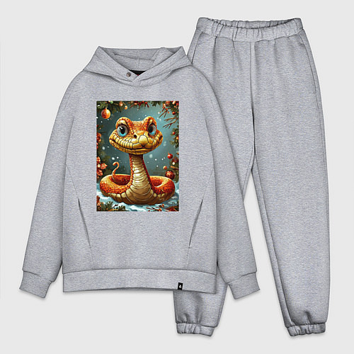 Мужской костюм оверсайз Новогодняя золотая змейка / Меланж – фото 1