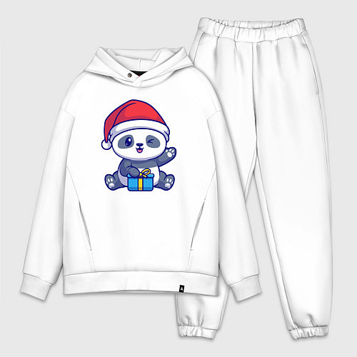 Мужской костюм оверсайз Новогодняя панда / Белый – фото 1