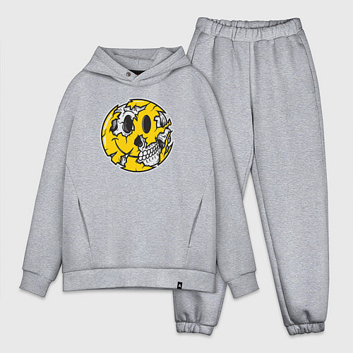 Мужской костюм оверсайз Smile skull / Меланж – фото 1