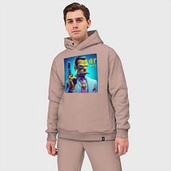 Мужской костюм оверсайз Homer Simpson - godfather of the mafia, цвет: пыльно-розовый — фото 2