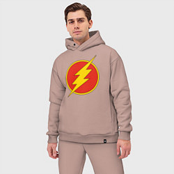 Мужской костюм оверсайз Flash logo, цвет: пыльно-розовый — фото 2