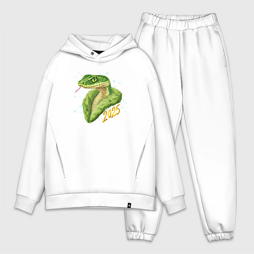 Мужской костюм оверсайз Змея в шубе - 2025 / Белый – фото 1