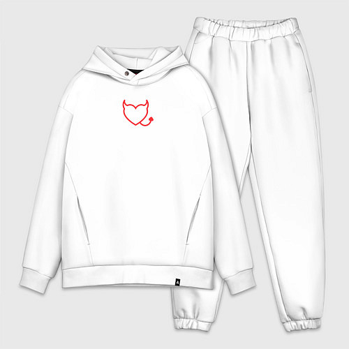 Мужской костюм оверсайз Сердце с рогами и хвостом / Белый – фото 1