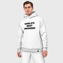 Мужской костюм оверсайз Worlds best engineer, цвет: белый — фото 2