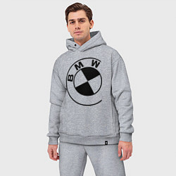 Мужской костюм оверсайз БМВ значок, цвет: меланж — фото 2