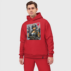 Мужской костюм оверсайз Cool military girl - graffiti, цвет: красный — фото 2