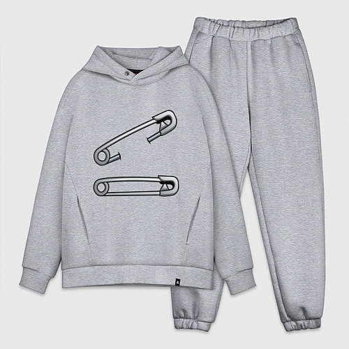 Мужской костюм оверсайз Булавки / Меланж – фото 1