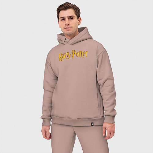 Мужской костюм оверсайз Harry Potter golden logo / Пыльно-розовый – фото 3