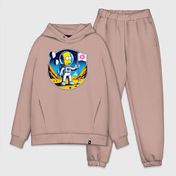 Мужской костюм оверсайз Космонавт Барт Симпсон на другой планете, цвет: пыльно-розовый