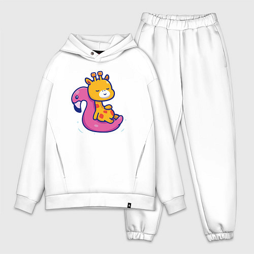 Мужской костюм оверсайз Жираф в бассейне / Белый – фото 1