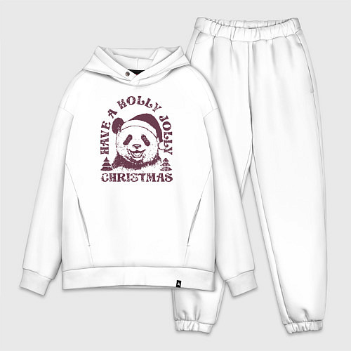 Мужской костюм оверсайз Панда Дед Мороз / Белый – фото 1
