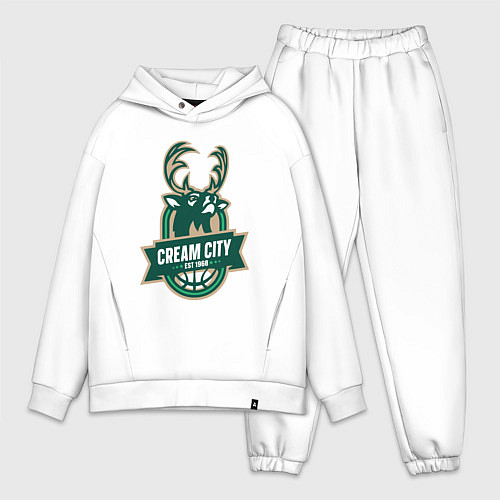 Мужской костюм оверсайз Milwaukee Bucks cream city / Белый – фото 1