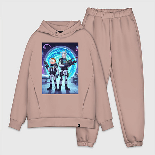 Мужской костюм оверсайз Космический спецназ - Рик и Морти / Пыльно-розовый – фото 1