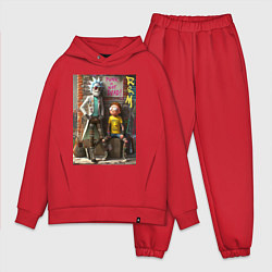 Мужской костюм оверсайз Бородатый Рик и Морти - панк жив, цвет: красный