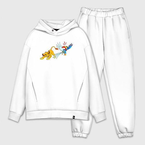 Мужской костюм оверсайз Simba и попуг Зазу - The Lion King / Белый – фото 1