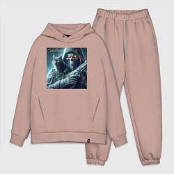 Мужской костюм оверсайз Cyber death - ai art fantasy, цвет: пыльно-розовый