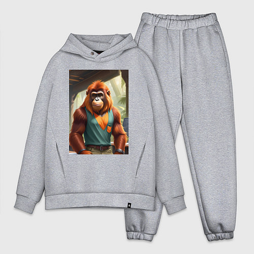 Мужской костюм оверсайз Орангутанг хуманизация / Меланж – фото 1