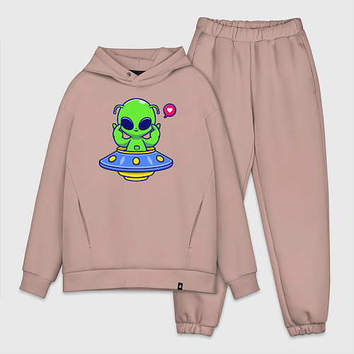 Мужской костюм оверсайз Love alien / Пыльно-розовый – фото 1