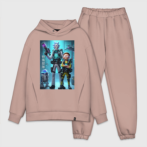Мужской костюм оверсайз Rick and Morty - cyber special forces / Пыльно-розовый – фото 1