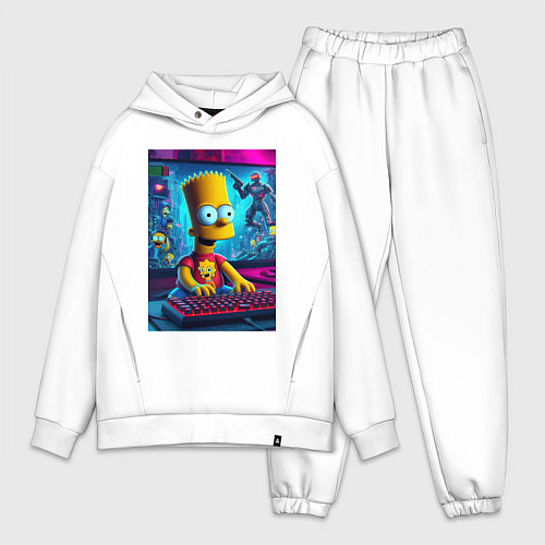 Мужской костюм оверсайз Барт Симпсон увлёкся игрой / Белый – фото 1