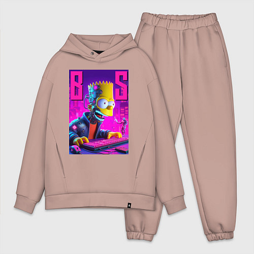 Мужской костюм оверсайз Bart Simpson - cyber gamer / Пыльно-розовый – фото 1