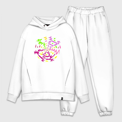 Мужской костюм оверсайз Разноцветная абстракция по кругу / Белый – фото 1