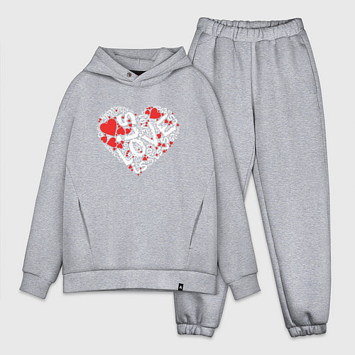 Мужской костюм оверсайз Love is - text drawing / Меланж – фото 1