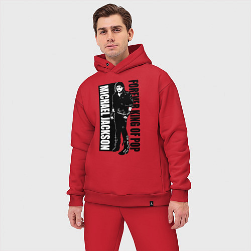 Мужской костюм оверсайз Michael Jackson - forever king of pop / Красный – фото 3