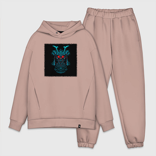 Мужской костюм оверсайз Японская маска самурая / Пыльно-розовый – фото 1