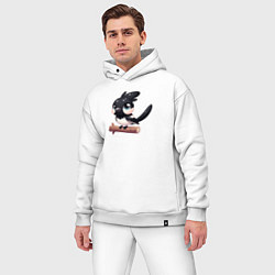 Мужской костюм оверсайз Милая сорока на ветке, цвет: белый — фото 2