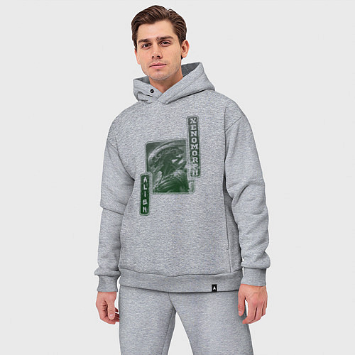 Мужской костюм оверсайз Иллюстрация ксеноморфа / Меланж – фото 3