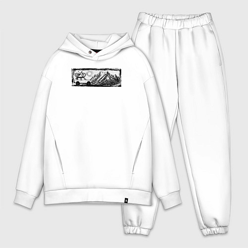 Мужской костюм оверсайз Внедорожник, велосипед и горы - оффроад / Белый – фото 1