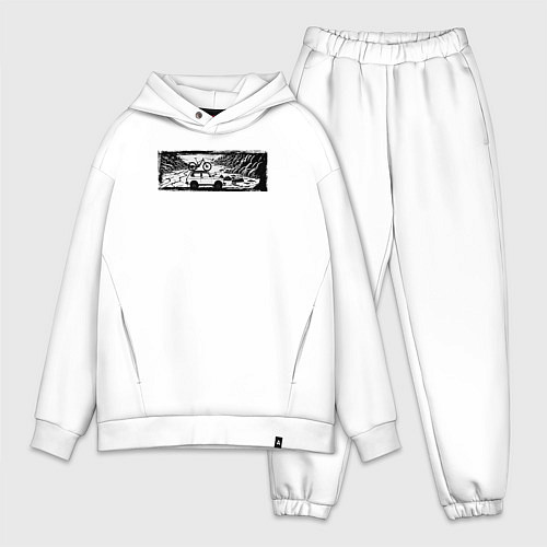 Мужской костюм оверсайз Внедорожник, велосипед и тропы / Белый – фото 1