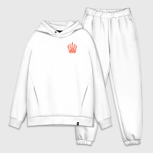 Мужской костюм оверсайз Велеса печать - лапа медведя / Белый – фото 1