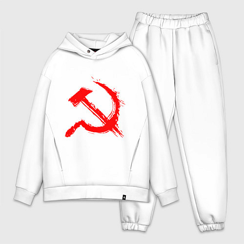 Мужской костюм оверсайз Sickle and hammer red paint / Белый – фото 1