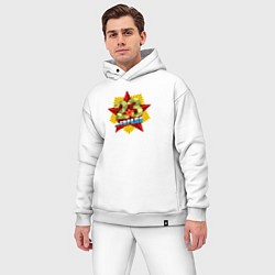 Мужской костюм оверсайз 23 февраля - Красная звезда, цвет: белый — фото 2