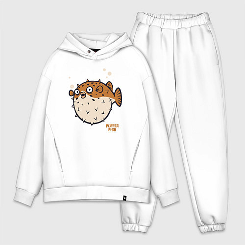 Мужской костюм оверсайз Рыбка фугу / Белый – фото 1