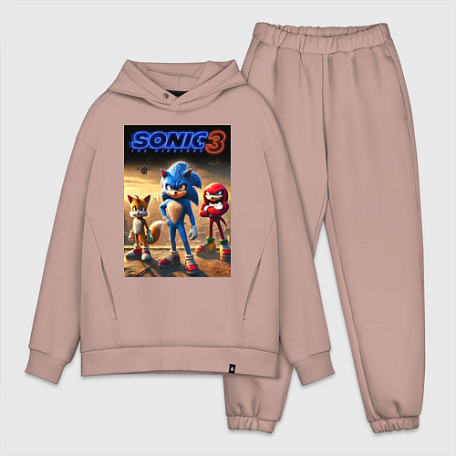 Мужской костюм оверсайз Sonic and his team - movie / Пыльно-розовый – фото 1