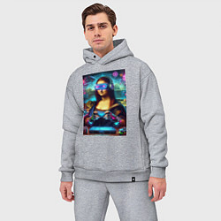 Мужской костюм оверсайз Mona Lisa is an avid gamer - cyberpunk, цвет: меланж — фото 2